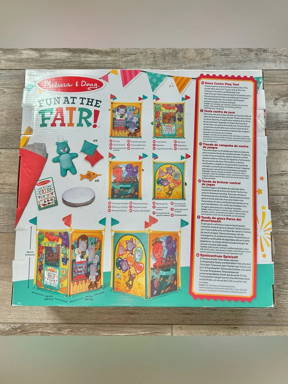 Melissa & Doug Bright Multi Colored Fun at the Fair! Game Center Play Tent